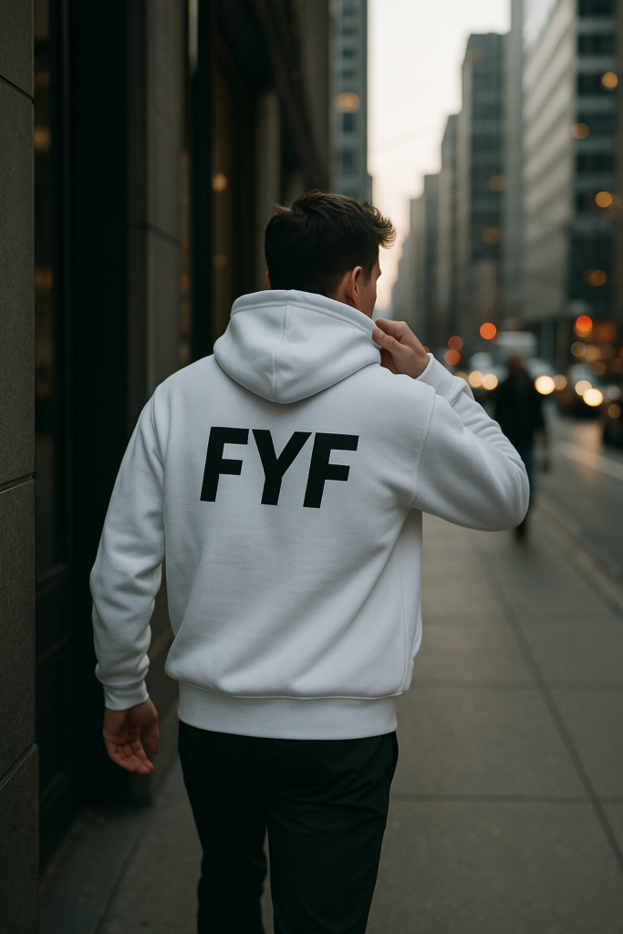 chatgpt wychodzi na ulice, ubiera biała bluze fyf